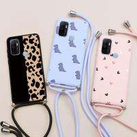 【CC】 A53 Silicone Soft Back Cover A53S A32 OPPOA53 A 53 2020 6.5 Fashion Lanyard Rope Fundas Coque