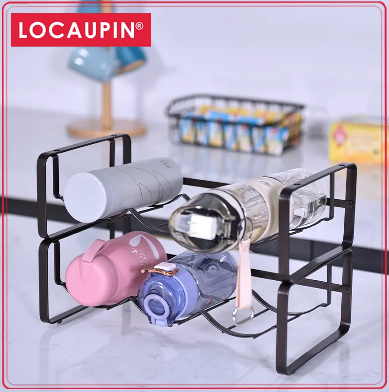 Water Bottle Organizer, Stackable Metal Water Bottle Holder for