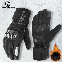 Rockbiker ถุงมือคาร์บอนไฟเบอร์ กันน้ํา ให้ความอบอุ่น สําหรับขี่รถจักรยานยนต์ RBG050