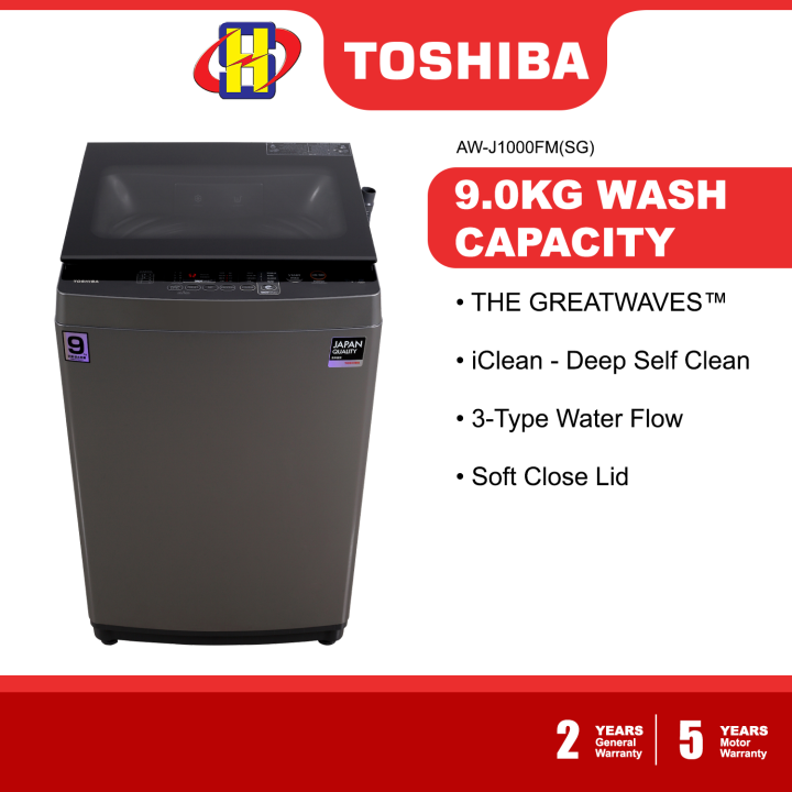 Toshiba Washing Machine (9KG) Soft Close Lid Fully Auto Top Load Washer