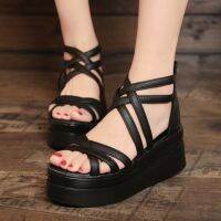 Platform sandal 2023 new cross with Roman sandals zipper sponge increased thick bottom sandals women