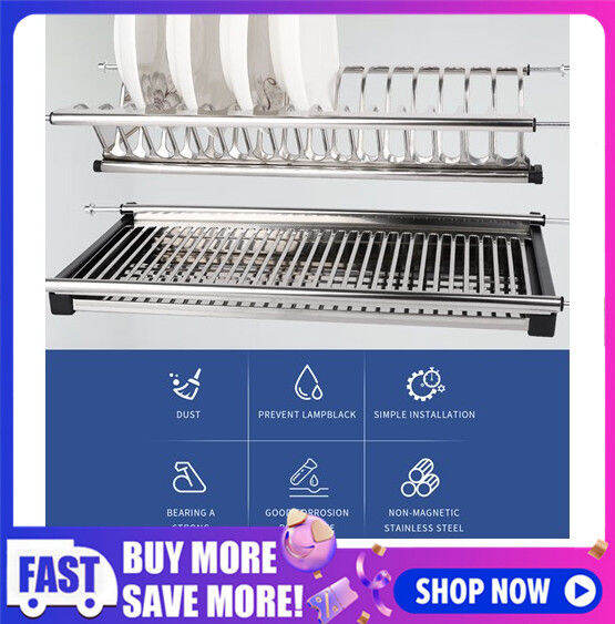 【local Shipment】modern 2 Tier Stainless Steel Folding Dish Drying Dryer