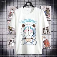 Anime T-shirtஐ۩Doraemon ญี่ปุ่นแขนสั้นเสื้อยืดผู้ชายและผู้หญิงการ์ตูนอะนิเมะหลวม ins ลม jingle cat คู่สวมใส่นักเรียนฤดู