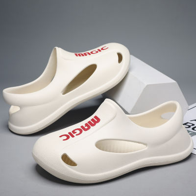 รองเท้าตาข่ายสำหรับผู้ชายเบามากระบายอากาศรองเท้าแตะสลิปเปอร์รองเท้าแตะชายหาดกลางแจ้ง