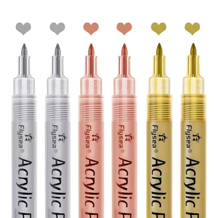 Acrylic Paint Pens - Gold,Silver and Rose Gold Paint Pens, Metallic ...