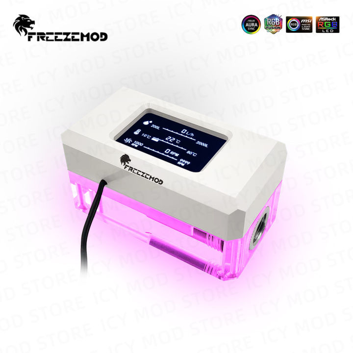 freezemod-lcd-flowmeter-liquid-cooling-เครื่องวัดอุณหภูมิน้ำหลายฟังก์ชั่น-aio-อุณหภูมิไฟฟ้า3in1พัดลม-rpw-speed-monitor