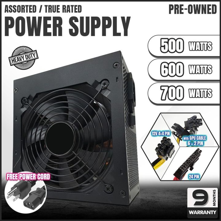 PC Power Supply 700w 600w 500w True Rated PSU with gpu cable free power