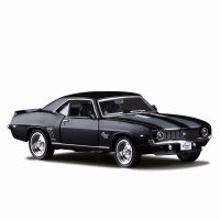A1:36 Chevrolet USA 1969 Camaro SS Vintage Matte Black Diecast Metal Car Model Toy For Collection Gift Kids A318M