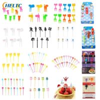 1set Christmas Fruit Fork Food Pick Sliced Fruit Fork Animal Plastic Toothpick Stick Bento Accessories Childrens Food Selection