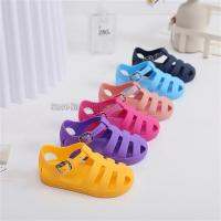 Cute Flat Girls Princess Jelly Summer New Children Super Soft School Hollow Sandy Beach Sandal Shoes2023