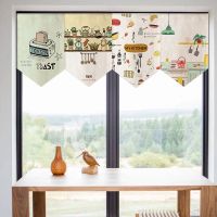 【YD】 Restaurant Short Curtain Hanging Flag Cartoons Household Chinese Half Curtains