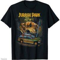 2023 NEW2023ใหม่ฤดูใบไม้ผลิและฤดูร้อน Jurassic Park Vintage T-Rex Break Out เสื้อยืดกราฟิกสำหรับผู้ใหญ่