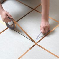 ✗卐 Gold Silver Seam Line Tile Self-adhesion Home Waterproof Floor Sticker Bathroom Decor Waterproof