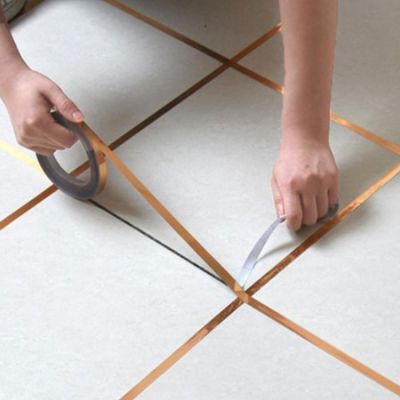 ❈♀✷ Gold Silver Seam Line Tile Self-adhesion Home Waterproof Floor Sticker Bathroom Decor Waterproof 0.5cm / 1cm