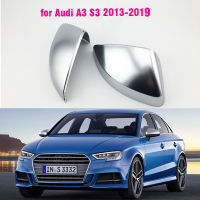 สตาที่ป้องกันกระจกมองข้างรถสำหรับ Audi A3 S3 2013- 2019กรอบโครเมียมผิวด้านแต่งรถหมวกป้องกันผ้าคลุมกระจกมองหลังสีเงิน