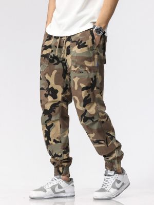 HOT11★2023ใหม่ Multi-กระเป๋าฤดูร้อนกางเกงผู้ชายซิปขาข้อเท้า-ความยาวกองทัพทหาร Camouflage Joggers ผ้าฝ้ายลำลองกางเกงทำงาน