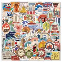 พร้อมส่ง！Travel City Paris ROMA Phuket Japan sticker vintage ticket สติกเกอร์กันน้ำรูปแบบที่แตกต่างกัน 100ชิ้น