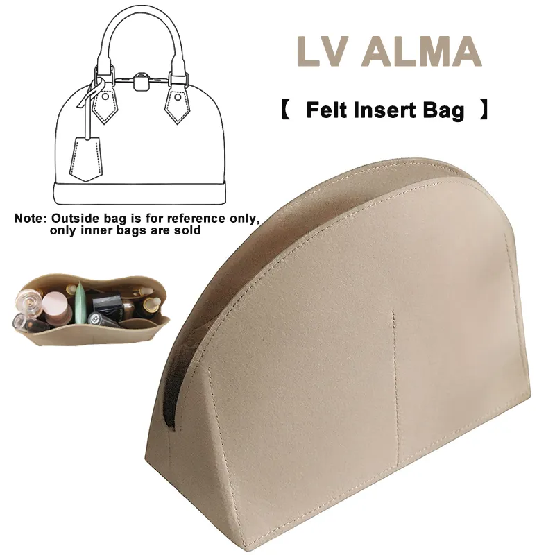 Felt Bag Organizer Insert Toiletry Bags Makeup Handbag Fits For LV Alma BB PM  Insert Bag in Bag Travel Purse Portable Cosmetic Base Shaper