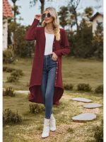 利Autumn Winter New Women Cardigan Coat Loose Solid Color Long Thin Single-breasted Pure Color Cardigan Jacket Female Clothing