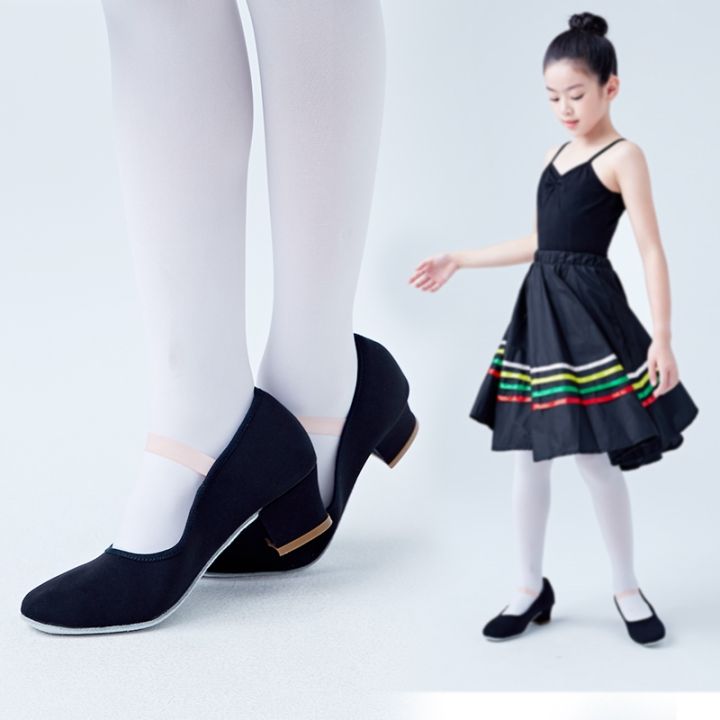 รองเท้าส้นสูงผู้หญิงคลาสสิก-รองเท้าเต้นรำสุดคลาสสิกสำหรับเด็กผู้หญิงการเต้นฝึกแบบสมัยใหม่