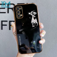 YiaMia โทรศัพท์สำหรับ OPPO Reno Reno2 Reno2 F Reno4 Reno 4 Pro 5G Reno4 F Reno5 F Reno6 4G Reno8 5G Reno 8 Pro แฟชั่น Rhinestone Elk Soft TPU ชุบโครเมี่ยมหรูหราเต็มรูปแบบฝาครอบกล้องโทรศัพท์