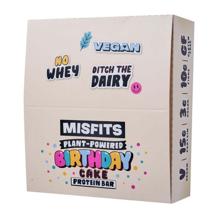 Misfits Vegan Gluten Free Protein Bar (45G) Birthday Cake 12 Pack