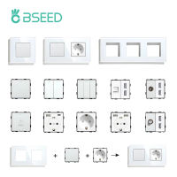 BSEED Wall Light Switches Glass Panel Parts White USB Sockets Function Parts DIY EU CAT5 Sockets Power Outlet Parts