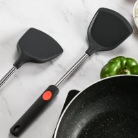 Nonstick Pot Shovel Stainless Steel Handle Frying Fish Shovel Baking Cook Kitchen Tool With Long Handle Silicone Shovel Kitchen Pots Pans