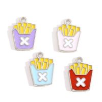 10Pcs Fun Zinc Alloy Enamelled French Fries Pendant Accessories for Keychain Jewelry Ornaments