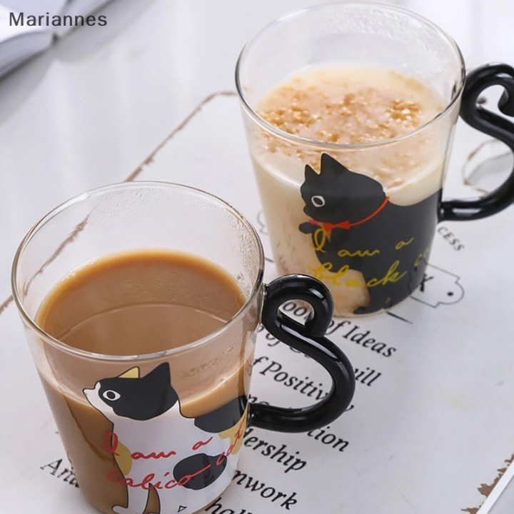 mariannes-แก้วมีหูจับถ้วยแก้วน้ำหางแมวกาแฟชานมเครื่องดื่มแก้วน้ำผลไม้ผลไม้