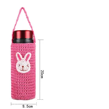 Strawberry Crochet Water Bottle Holder, Thermos Carrier Shoulder