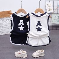 ? Ready stock Baby sports vest suit boys thin sleeveless shorts two-piece suit boys baby summer clothes summer clothes 80-120cm