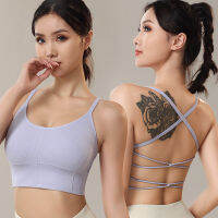 Slimline เอียงกลับกีฬา Bra แห้งเร็วกันกระแทกบิ๊กกลับโยคะยกทรงถอดยกทรงฟิตเนส Bra K2BY