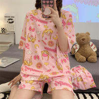 Kawaii ชุดนอนสตรีชุดนอนชุดฤดูร้อน2ชิ้น Homewear อะนิเมะ Pijama ฮาราจูกุ Nightgown กับถุงเก็บของขวัญ Roomwear ชุด