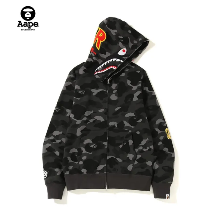 bape ponr shark hoodie grey