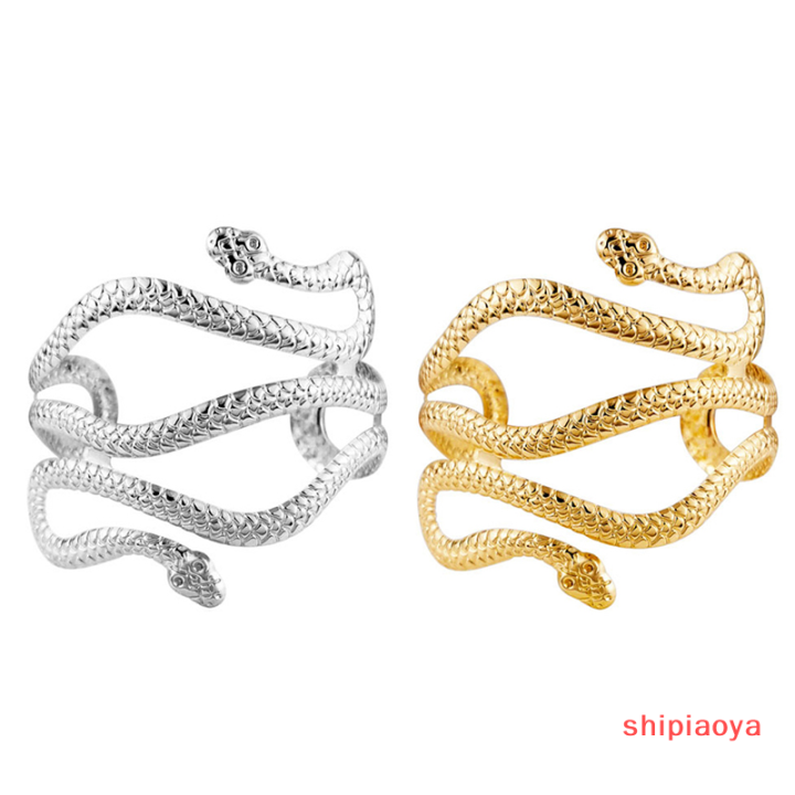shipiaoya-กำไลกำไลต้นแขนงูแบบเปิดกำไลกำไลข้อแขนปรับได้สำหรับเครื่องประดับแฟชั่นสำหรับผู้หญิง