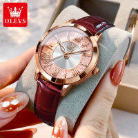 OLEVS 5539 Genuine Leather Band Watches For Women Casual Quartz Waterproof Women Wristwatch