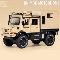 1/28 Unimog โมเดลรถยนต์ U4000รถบ้านเคลื่อนที่โลหะผสมของเล่นดายคัสท์รถออฟโรดโมเดลรถยนต์เด็กจำลอง