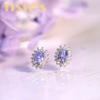 【ร้อน】 ITSMOS Tanzanite พลอยสตั๊ดเพทายต่างหูสำหรับผู้หญิงเงินสเตอร์ลิงคลาสสิกเครื่องประดับที่เรียบง่ายแฟชั่นของขวัญสำหรับผู้หญิง