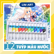 Set 12 màu nước dạng tuýp 12ml chuyên dụng vẽ tranh, tô màu,...