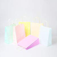 103050pcs Candy color paper bag with handles Festival gift bag shopping kraft packing bag