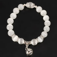 Photo color natural Opal crystal single layer Beaded Antique Silver Bracelet exquisite ball ornament