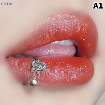 💖【Lowest price】SUTAI 1ชิ้น C เจาะริมฝีปากเครื่องประดับร่างกายเจาะจมูกผีเสื้อเจาะ