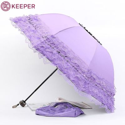 Princess Lace Sun Umbrella วัสดุสแตนเลสแข็งแรงและเหนียวกันแดด Windproof ทนทานสวยงามมูลค่าสูง Girl Umbrella 【ผู้รักษา】 x1