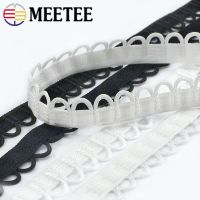 10/20M Meetee Nylon Stretch Collar Buttons Tabs Elastic Loop Trim Round Lace Ribbon for Wedding Dress DIY Sewing Accessories