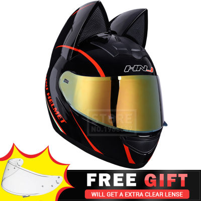 Motorcycle Helmet Full Face Casco Moto Breathable Motocross Helmet With Removeable Cat Ears Personality Helmet For Woman Man