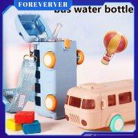 500ml ขวดน้ำเด็ก Baby Bus ขวดน้ำพร้อมสายคล้อง Creative Car Water Cup กลางแจ้งกาต้มน้ำแบบพกพาการเรียนรู้ถ้วยดื่ม fore