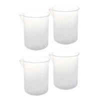 4 Pcs 50 Ml Laboratory Plastic Water Liquid Measuring Cup Transparent