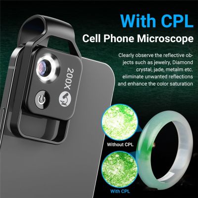 200X Mobile Magnification Microscope Lens Mini Mobile Phone Camera Video Micro Lens LED Light Guide Micro Pocket Macro Lenses