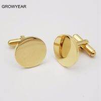 Classic Stainless Steel Jewelry Cufflinks Golden Round Blanks Cuff Links For Men Women Your Logo Available